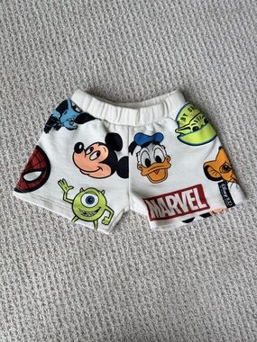 Zara White Kids Graphic Shorts with Marvel & Cartoon Prints